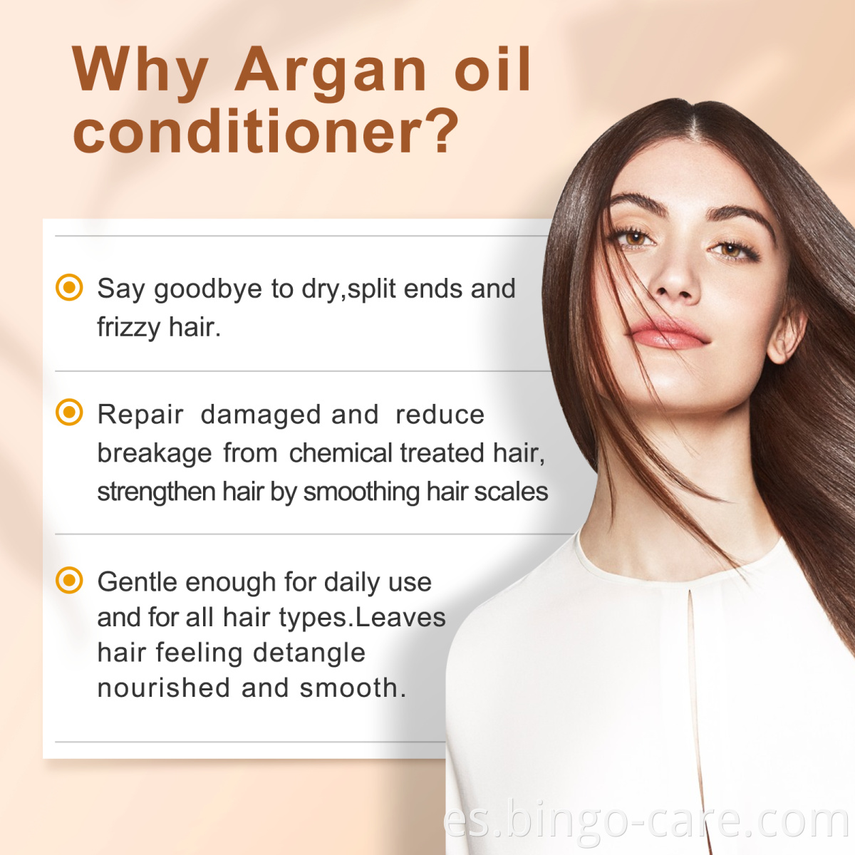 Acondicionador para el cuidado del cabello con aceite de argán tratamiento suave y reparador para el cabello dañado formulado en Italia